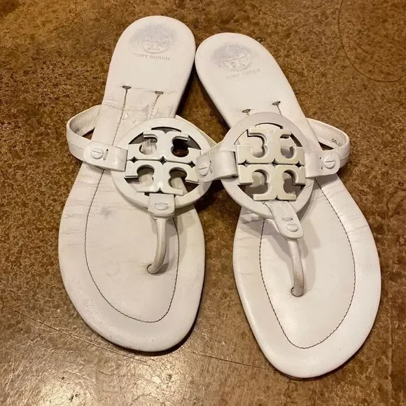 TORY Burch‎ MILLER SOFT SANDAL leather thongs in new ivory - Picture 8 of 8